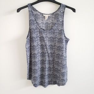 H&M Curved-hem tank Navy blue/white/gray